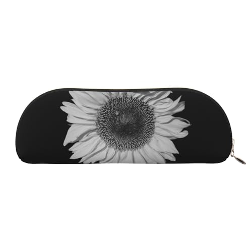 Sunflower schwarze Leder-Aufbewahrungstasche, halbrund, stilvolle und funktionale Federmäppchen, Aufbewahrungstasche, Make-up-Tasche, Mehrzweck-Organizer-Tasche, vielseitige Make-up-Tasche, gold, von JONGYA