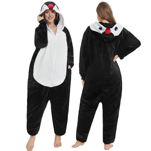 JONRRYIN Onesie Pyjama Animal Costume, Unisex Erwachsene Tier Kostüm, Tierkostüme Plüsch Onesie Pyjama Jumpsuit, Tieroutfit Schlafanzug Winter für Damen Herren Cosplay Partys Karneval von JONRRYIN