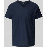 JOOP! Jeans T-Shirt mit V-Ausschnitt und Brusttasche in Marine Melange, Größe M von JOOP! JEANS