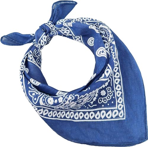 Bandana aus 100% Baumwolle, 3/5/10er-Set, für Damen, Herren, Kinder, Unisex, einfarbig und/oder mit Paisley-Muster, Artikelnummer A644, Königsblau, Set 5 pz von JOPHY & CO.