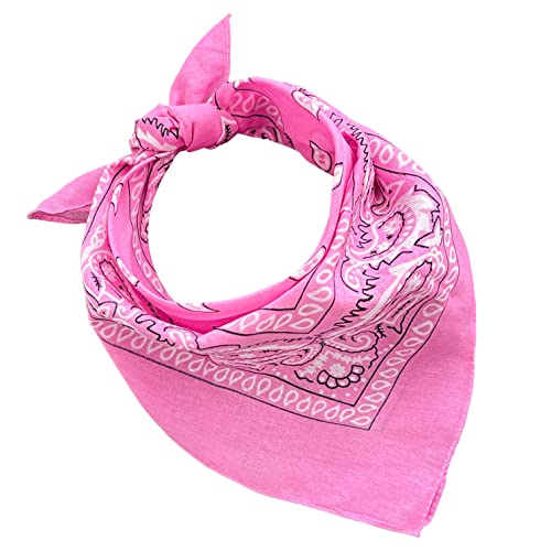 Bandana aus 100% Baumwolle, 3/5/10er-Set, für Damen, Herren, Kinder, Unisex, einfarbig und/oder mit Paisley-Muster, Artikelnummer A644, Rosa, Set 5 pz von JOPHY & CO.