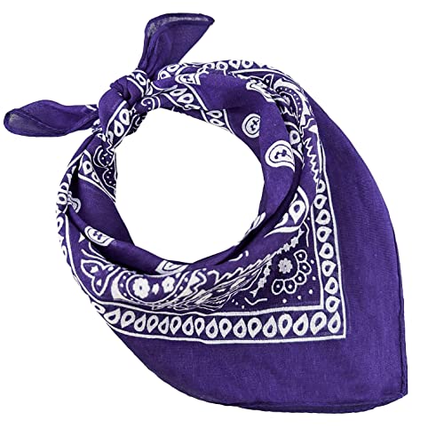 Bandana aus 100% Baumwolle, 3/5/10er-Set, für Damen, Herren, Kinder, Unisex, einfarbig und/oder mit Paisley-Muster, Artikelnummer A644, violett, Set 5 pz von JOPHY & CO.