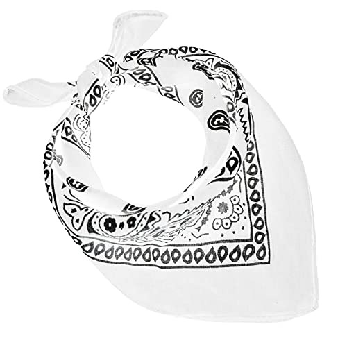 Bandana aus 100% Baumwolle, Set mit 3/5/10 für Damen, Herren, Kinder, Unisex, unifarben, mit Paisley-Muster, Artikelnummer 644, Weiß, Set 5 pz von JOPHY & CO.