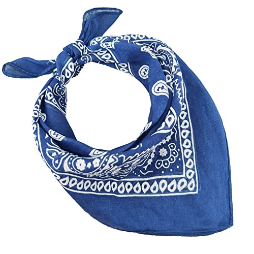 Bandanas 100% Baumwolle für Damen Herren Kinder Unisex mit Paisley Muster Taschentuch Kopfbedeckung Haarschal Halsband Handgelenk Kopf COD.644, Königsblau, One size von JOPHY & CO.