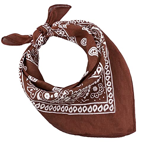 Bandanas 100% Baumwolle für Damen Herren Kinder Unisex mit Paisley Muster Taschentuch Kopfbedeckung Haarschal Halsband Handgelenk Kopf COD.644, braun von JOPHY & CO.