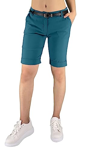 JOPHY & CO. Damen Bermudashorts mit Gürtel und Taschen (Code 3009), Petrol, XL von JOPHY & CO.