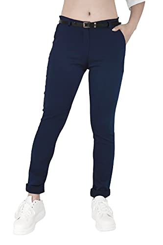 Jophy & Co. Elastische Damen-Chino-Hose mit Gürtel (Artikelnummer: 3008), dunkelblau, XS von JOPHY & CO.