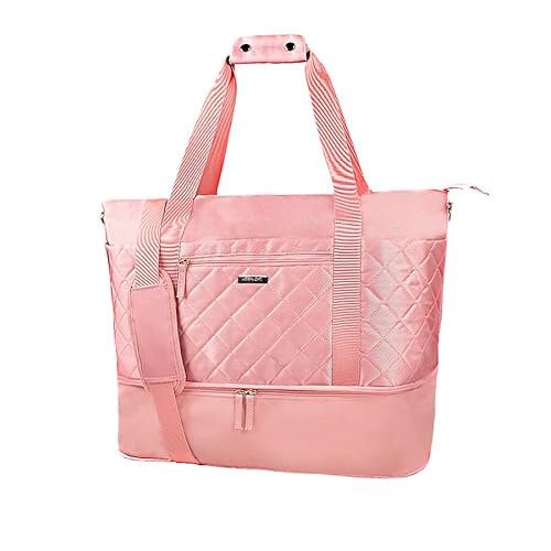 JOSHIOKI Damen Turnbeutel, 40L Groß Sport Reise Duffel Bag Weekender Übernachtung Tasche mit Nassfach und Schuhfach für Frauen Reise Gym Yoga, Pink, Sporttasche von JOSHIOKI