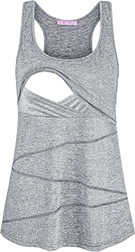 Joymom Mutterschaft Sommer Cool Ärmellos Stillen Tank Tops Stillshirts, 33 Grau, Mittel von JOYMOM