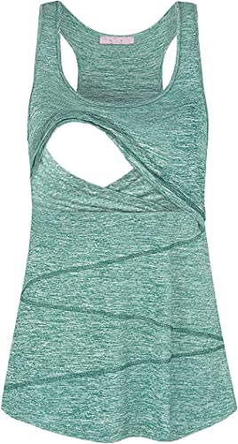 Joymom Schwangerschafts-Tanktop für den Sommer, cool, ärmellos, Stillshirt, 193 Grün, Mittel von JOYMOM