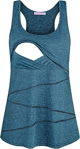 Joymom Umstandsmode Sommer Cool Ärmellos Still-Tanktops Still-Shirts, 33 Ocean Blue, Groß von JOYMOM