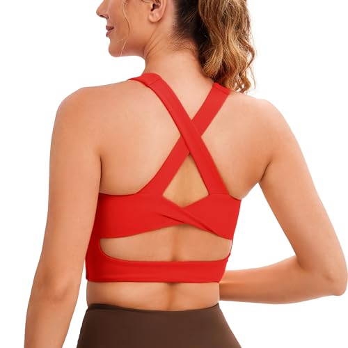 Sport-BHs für Damen, überkreuzter Rücken, gepolstert, Workout-Tank-Tops, mittlere Unterstützung, bauchfreies Top für Damen, Hotheat, Medium Sport-BHs für Damen, überkreuzter Rücken, gepolstert, Workout-Tank-Tops, mittlere Unterstützung, bauchfreies Top für Damen, Hotheat, Medium von JOYSPELS