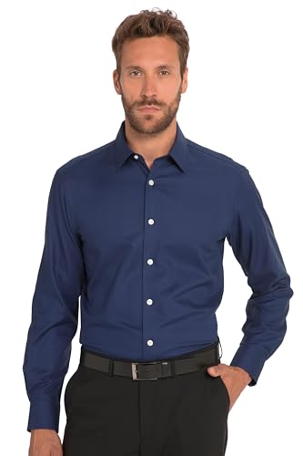 JP 1880 Herren, Business, Langarm, Kentkragen, bügelleicht, Modern Fit Hemden, Navy Blau, 56 von JP 1880