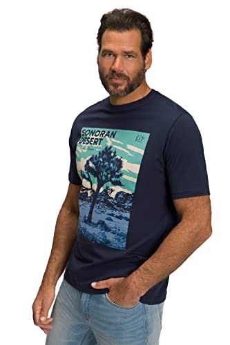 JP 1880 Herren, Halbarm, Tree Print T-Shirt, Navy Blau, 5XL von JP 1880