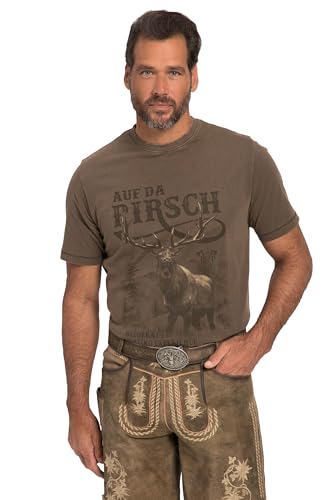 JP 1880 Herren, Tracht, Halbarm, Großer Print, Vintage Look, Brustprint, Rundhals T-Shirts, braungrau, 7XL von JP 1880