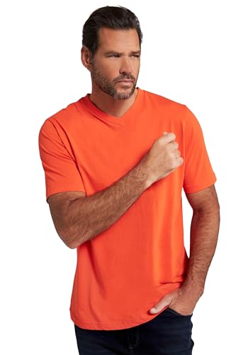 JP 1880 Herren große Größen Übergrößen Menswear L-8XL T-Shirt, Basic, V-Ausschnitt, bis 8XL knallorange 5XL 702415654-5XL von JP 1880