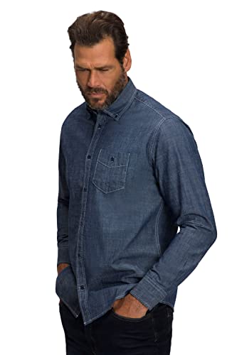 JP 1880 Herren Jeanshemd, Langarm, Buttondown-Kragen, Modern Basic Fit, bis 8 XL Hemd, Dark Blue Denim, 3XL von JP 1880