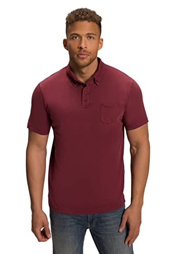 JP 1880 Herren Poloshirt, Halbarm, Buttondown-Kragen, Acid Washed Polohemd, weinrot, 4XL von JP 1880