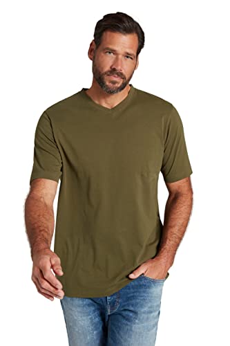 JP 1880 Herren große Größen Übergrößen Menswear L-8XL T-Shirt, Basic, V-Ausschnitt, bis 8XL dunkel Khaki 3XL 702415430-3XL von JP 1880