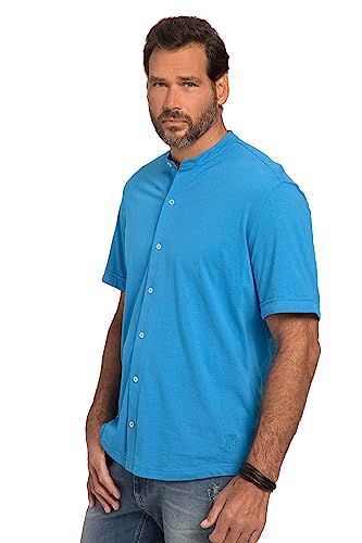 JP 1880 Herren große Größen Übergrößen Menswear L-8XL Hemd, Halbarm, Jersey, Stehkragen, Modern Fit Aqua 7XL 818361763-7XL von JP 1880