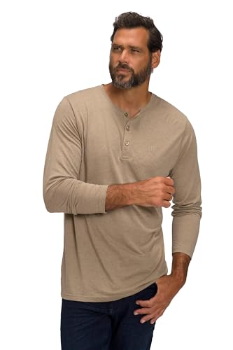 JP 1880 Herren große Größen Übergrößen Menswear L-8XL Henley, Basic, Shirt, Langarm, Knopfleiste, bis 8XL Sand 5XL 702555310-5XL von JP 1880