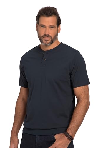 JP 1880 Herren Henley, Bauchfit, Halbarm, Rundhals T-Shirts, Navy Blau, 58 von JP 1880