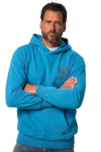 JP 1880 Herren große Größen Übergrößen Menswear L-8XL Hoodie, Vintage-Look, Kapuze, Brustprint, bis 8 XL aquamarin 7XL 823506760-7XL von JP 1880