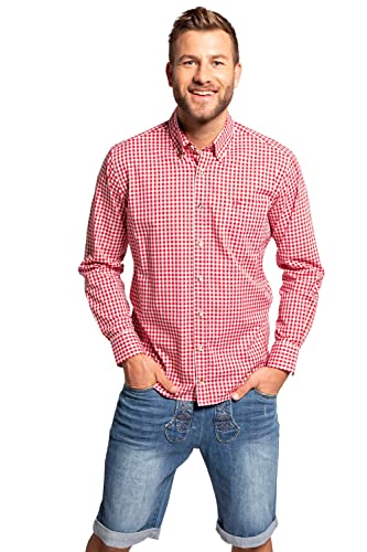 JP 1880 Herren große Größen Übergrößen Menswear L-8XL Karohemd, Trachten, Langarm, Buttondown-Kragen, Modern Fit, bis 8 XL hellrot 3XL 748509520-3XL von JP 1880