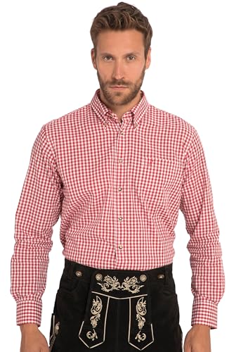 JP 1880 Herren große Größen Übergrößen Menswear L-8XL Karohemd, Trachten, Langarm, Buttondown-Kragen, Modern Fit, bis 8 XL hellrot 4XL 748509520-4XL von JP 1880