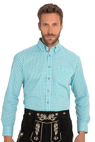 JP 1880 Herren große Größen Übergrößen Menswear L-8XL Karohemd, Trachten, Langarm, Buttondown-Kragen, Modern Fit, bis 8 XL türkis 3XL 748509750-3XL von JP 1880