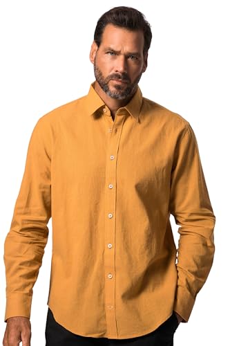 JP 1880 Herren große Größen Übergrößen Menswear L-8XL Leinenmix Hemd, Langarm, Kentkragen, Modern Fit Curry 6XL 813903620-6XL von JP 1880