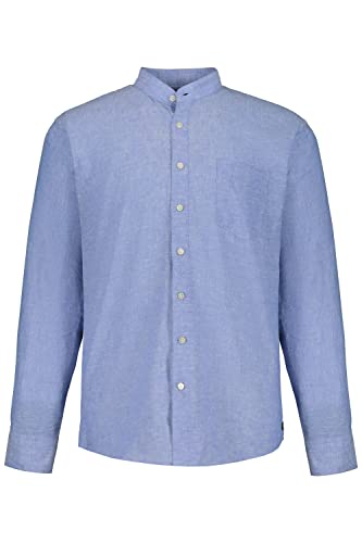 JP 1880 Herren Leinenmixhemd, Langarm, Stehkragen, Modern Fit Shirt, Graublau, 6XL EU von JP 1880