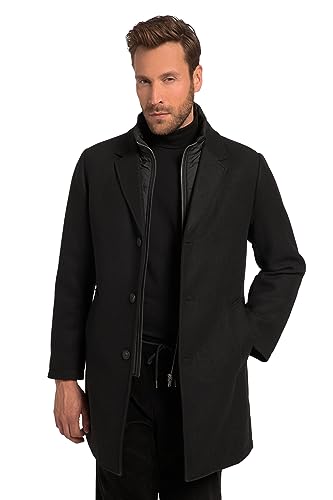 JP 1880 Herren große Größen Übergrößen Menswear L-8XL Mantel, Wollmix, Stepp-Einsatz, Reverskragen, bis 8 XL schwarz XXL 821066100-XXL von JP 1880