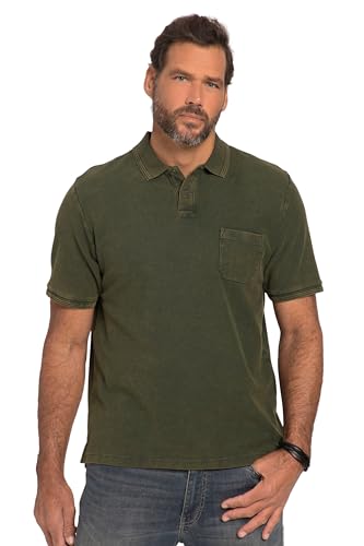 JP 1880 Herren, Halbarm, Piqué, Acid Washed, Polokragen Poloshirts, schwarzolive, 58 von JP 1880