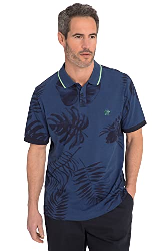 JP 1880 Herren große Größen Übergrößen Menswear L-8XL Poloshirt, Halbarm, Piqué, floraler Print Mattes Nachtblau 4XL 815192130-4XL von JP 1880