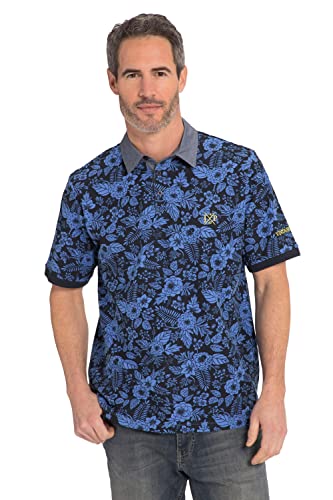 JP 1880 Herren große Größen Übergrößen Menswear L-8XL Poloshirt, Halbarm, Piqué, floraler Print Mittelblau 3XL 815158731-3XL von JP 1880