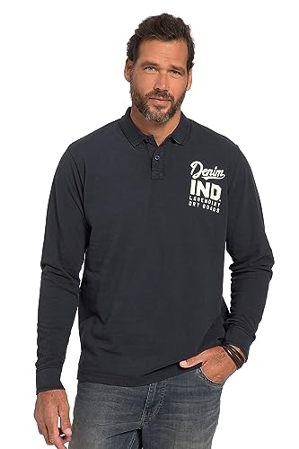 JP 1880 Herren große Größen Übergrößen Menswear L-8XL Poloshirt, Langarm, Piqué, vorgewaschen, Brustprint Navy blau 4XL 820104130-4XL von JP 1880