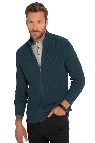 JP 1880 Herren große Größen Übergrößen Menswear L-8XL Strickjacke, kerniger Rippstrick, Stehkragen, Zipper dunkelpetrol 5XL 820231757-5XL von JP 1880