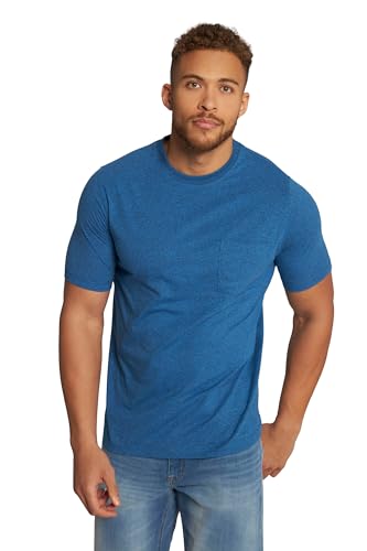 JP 1880 Herren große Größen Übergrößen Menswear L-8XL T-Shirt, Halbarm, Brusttasche, Rundhals Mittelblau 5XL 814367731-5XL von JP 1880