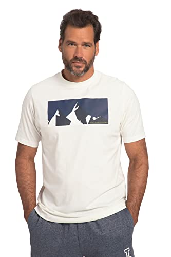 JP 1880 Herren große Größen Übergrößen Menswear L-8XL T-Shirt, Halbarm, Mountain Print, Rundhals cremeweiß 7XL 818581206-7XL von JP 1880