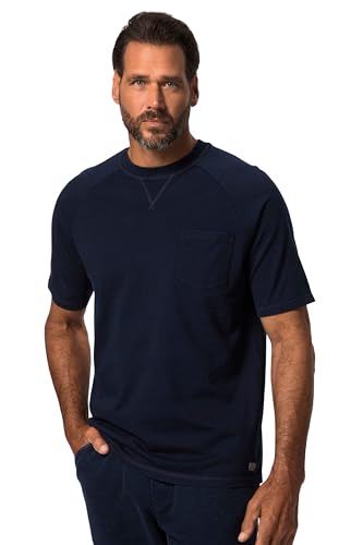 JP 1880 Herren große Größen Übergrößen Menswear L-8XL T-Shirt, Halbarm, Vintage-Look, Rundhals, bis 8 XL Dark Blue Denim 5XL 825528903-5XL von JP 1880