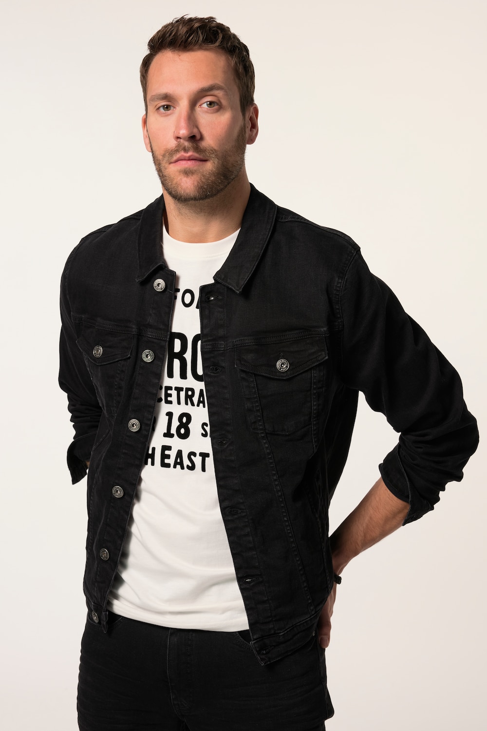 Große Größen Jeansjacke, Herren, schwarz, Größe: XL, Baumwolle, JP1880 Große Größen Jeansjacke, Herren, schwarz, Größe: XL, Baumwolle, JP1880 von JP1880
