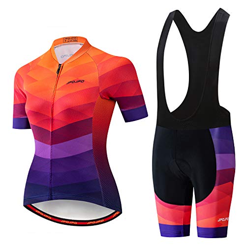 Damen-Radtrikot + Shorts, gepolsterte, kurzärmlige Fahrradbekleidung, Damen, B15, M for Chest32.3-34.6",waist24.4-32" von JPOJPO