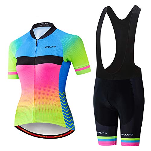 Damen-Radtrikot + Shorts, gepolsterte, kurzärmlige Fahrradbekleidung, Damen, B18, M for Chest32.3-34.6",waist24.4-32" von JPOJPO