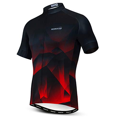 Herren Radtrikot Kurzarm Mountainbike Shirt MTB Top Reißverschlusstasche Reflektierender Totenkopf, B4, L von JPOJPO