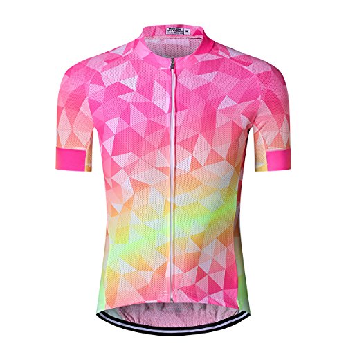 Herren Radtrikot 2020, kurzärmelig, MTB Bike Jersey Reitoberteil, Pink Gelb, M (Brust 80/89 cm) von JPOJPO