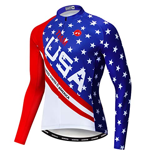 Herren Radtrikot Langarm Pro Brand Team Reflektierende Fahrradshirts Jacke USA - mehrfarbig - 3XL = H 185/196 cm Peso 108/120 Kg von JPOJPO