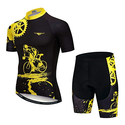 Herren Radtrikot und Shorts Set, kurzärmelig, Fahrradtrikot und Shorts, Bergbekleidung, Sommerkleidung, schnelltrocknend, Schwarzes Fahrrad, Large von JPOJPO