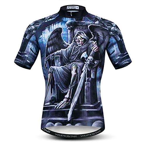 Herren Radtrikots Tops 3D Druck Radfahren Shirts Kurzarm Full Zipper Fahrradjacke Taschen, B7, Groß von JPOJPO