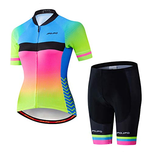 JPOJPO Damen-Radtrikot, gepolsterte Fahrrad-Kurzarm-Radhose Quick Dry von JPOJPO